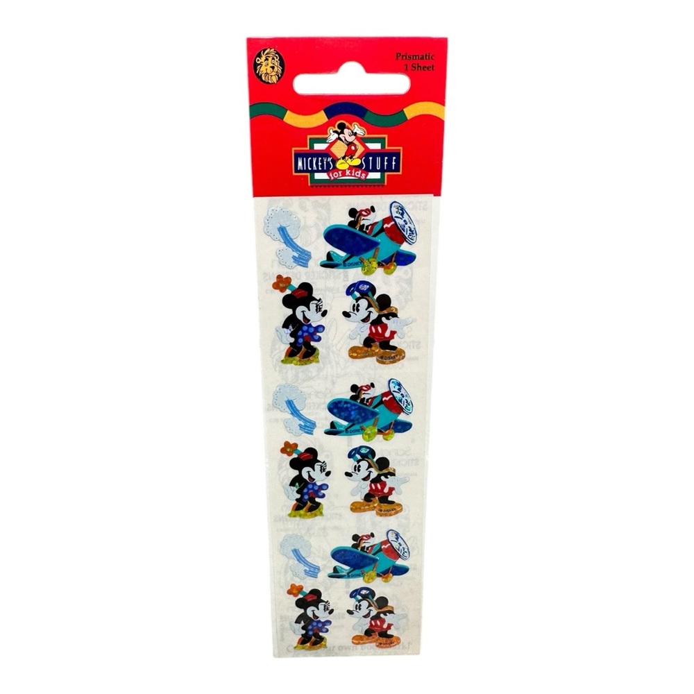 Vintage Sandylion Prismatic Disney Mickey Minnie Mouse Airplane Stickers sealed